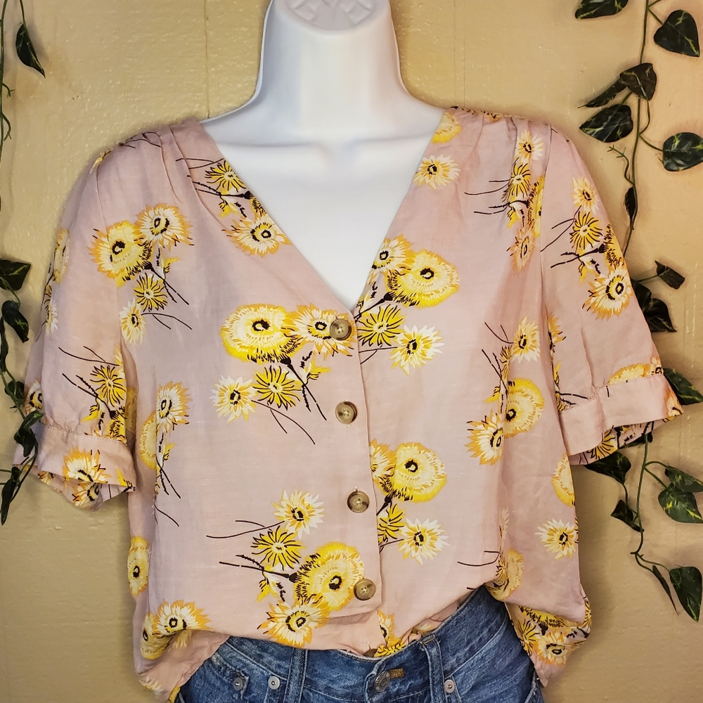 Madewell Button Up Flower Top